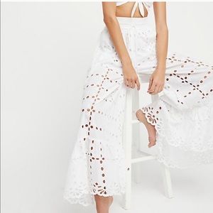 Free people wide leg eyelet pants